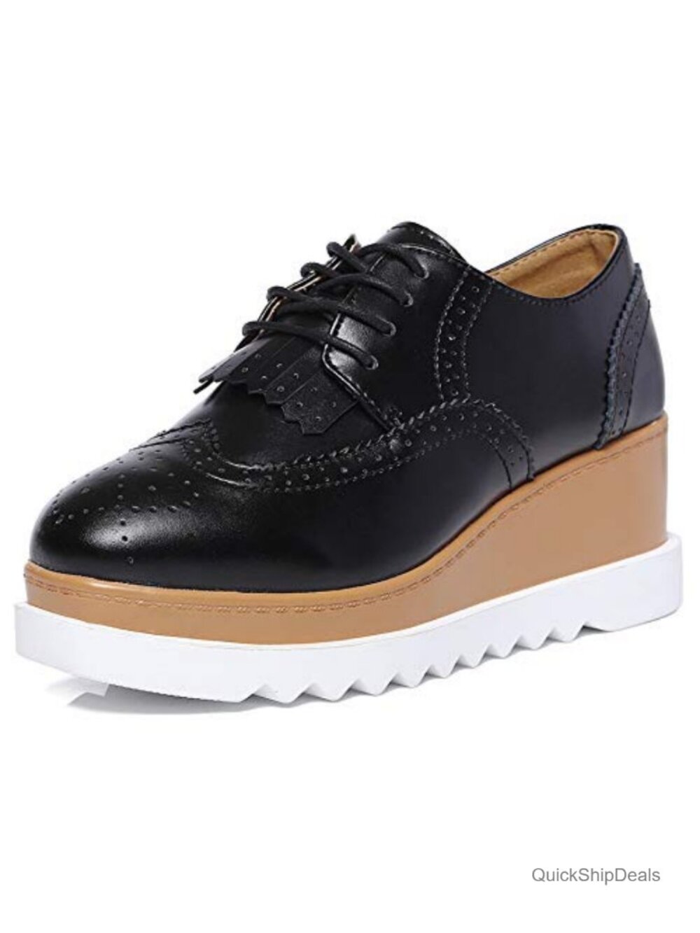 Women's Leather Tassel Lace-Up Platform Oxford Shoes
